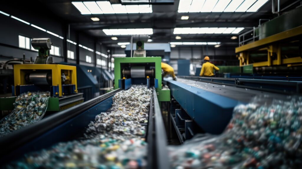 Magnetic conveyor transporting recycled materials