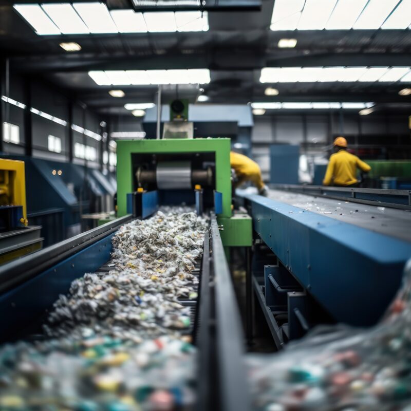 Magnetic conveyor transporting recycled materials