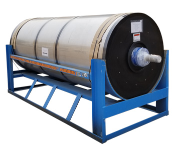 wet drum magnet on shipping stand