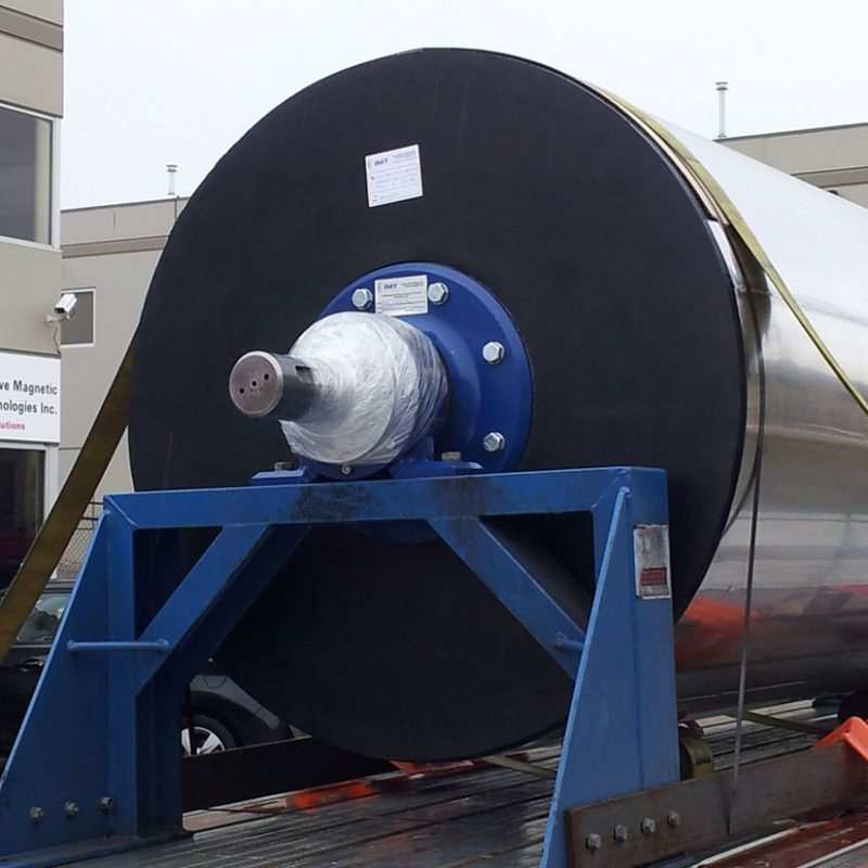 A large magnet loaded onto a trailer.
